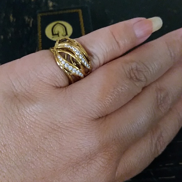 Gorgeous diamond ring 18k yellow gold from Belgium - Picture 4 of 8